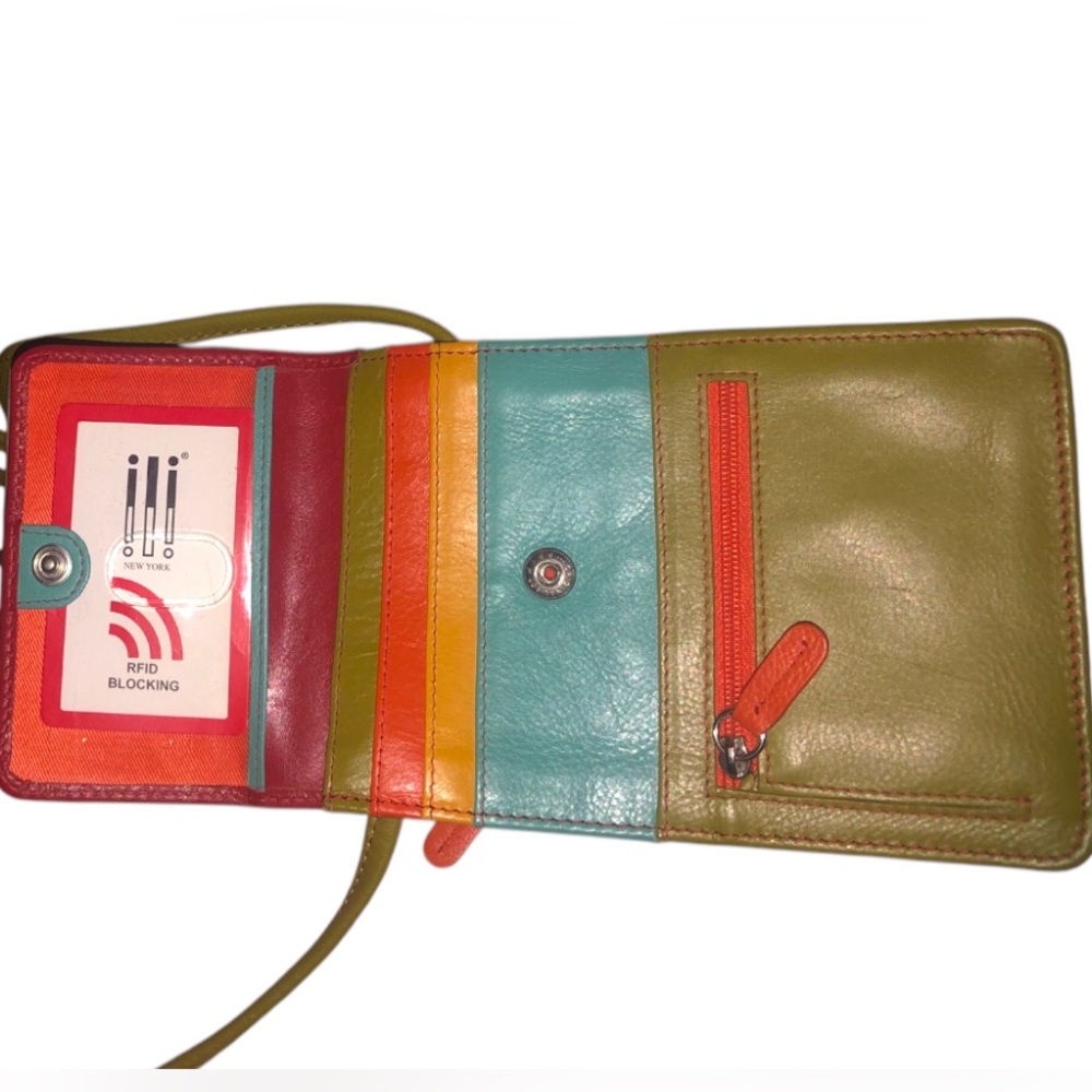 NWT Genuine Leather Mini Crossbody Organizer in citrus - Picture 10 of 16